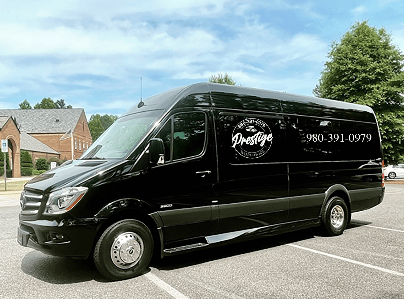 Sprinter van service in Charlotte NC with luxury group transportation vehicle